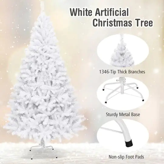 6 Ft White Christmas Pine with Sturdy Metal Stand