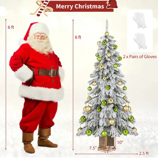 6ft Snowy Christmas Tree with 48 Ornaments