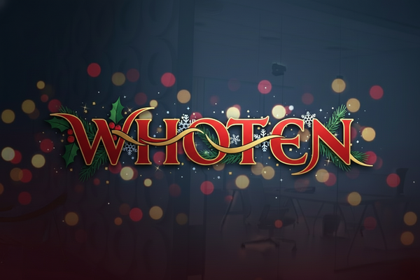 Gold 'Whoten' Logo that fits a Christmas Theme for Family and friends.