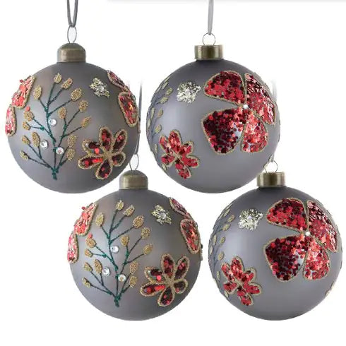 Glitter Glass Holiday Orbs, Set of 4