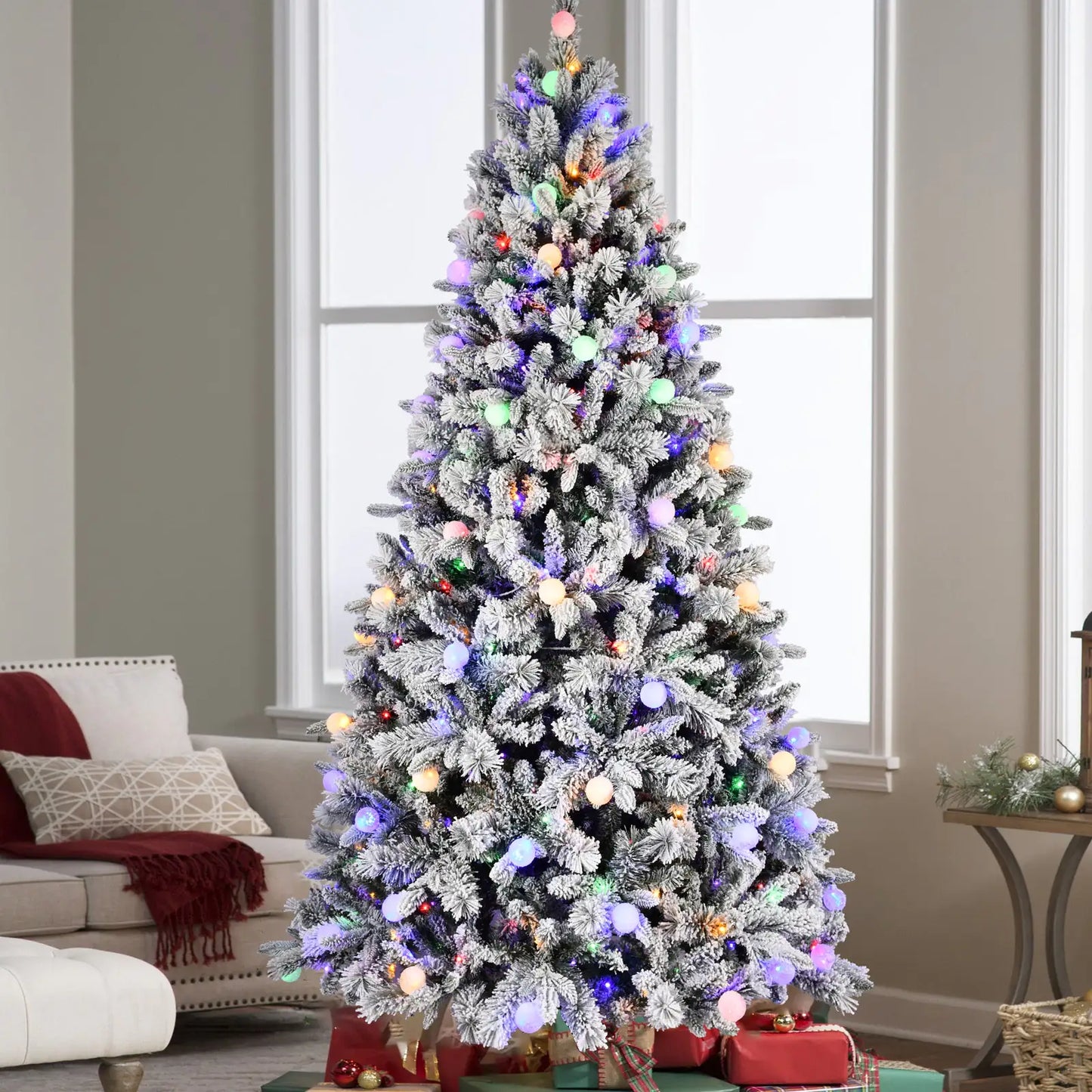 8-Foot Bi-Color LED Spotlight Christmas Tree