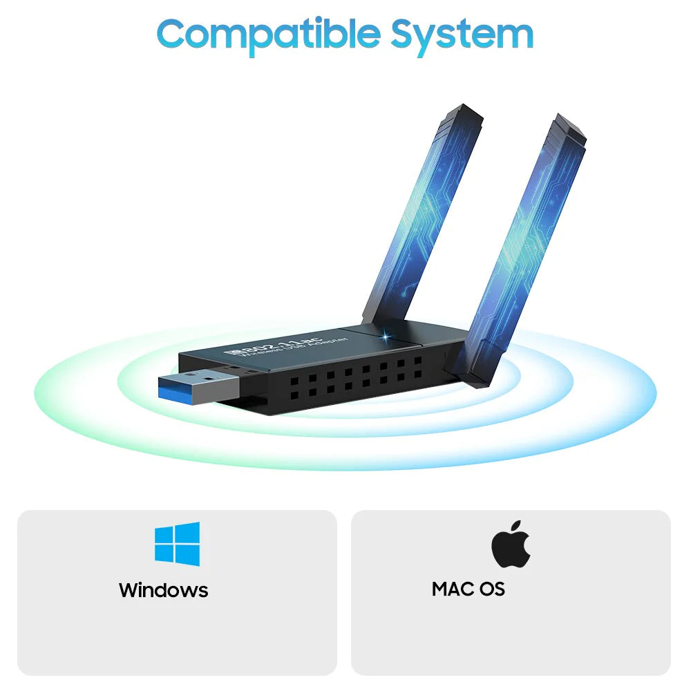 Dual Band Wireless USB 3.0 Adapter 1300Mbps