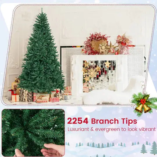 7.5ft Lifelike Artificial Christmas Tree with Metal Stand