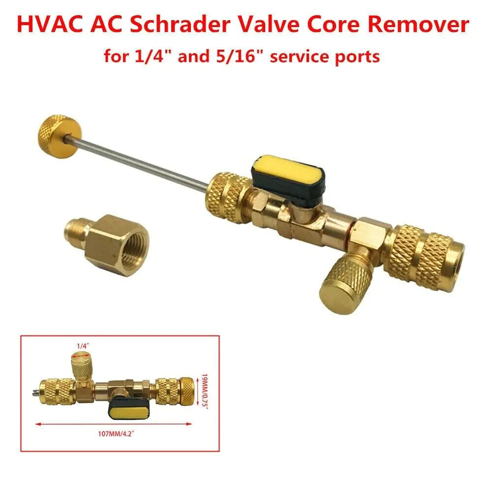 HVAC AC Schrader Valve Core Remover 1/4 & 5/16 Port Tool