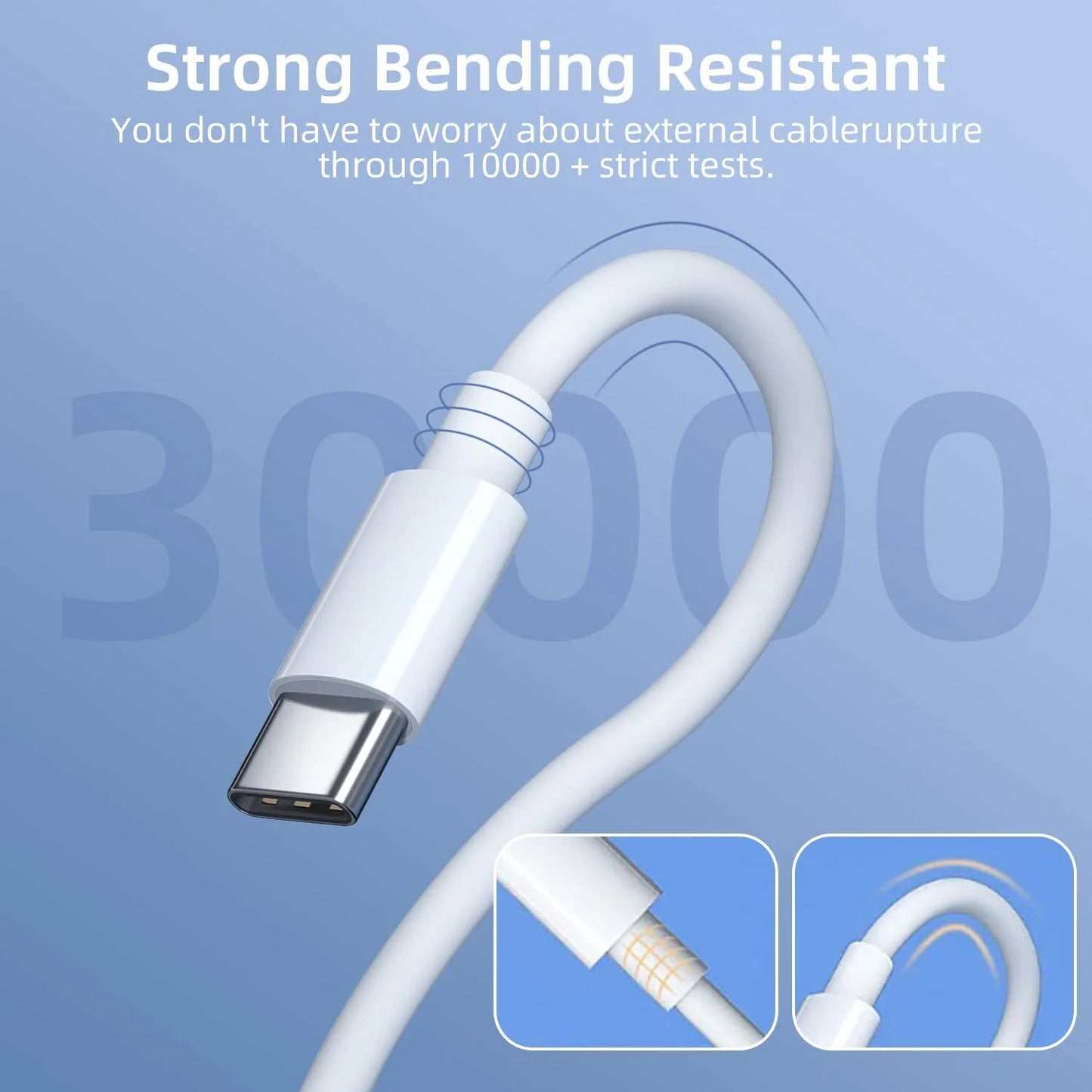 3x 6FT USB-C Fast Charging Type C Cables
