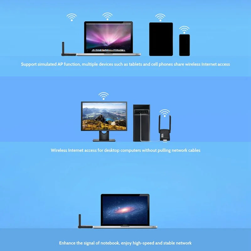 Dual Band Wireless USB 3.0 Adapter 1300Mbps