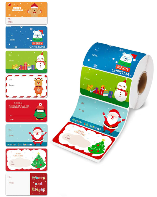 Oomloid 500 PCS Christmas Gift Tags Stickers for Christmas Presents Wrapping Paper Christmas Name Stocking Tags Christmas Labels Stickers for Christmas Gifts Bags Presents Decorations