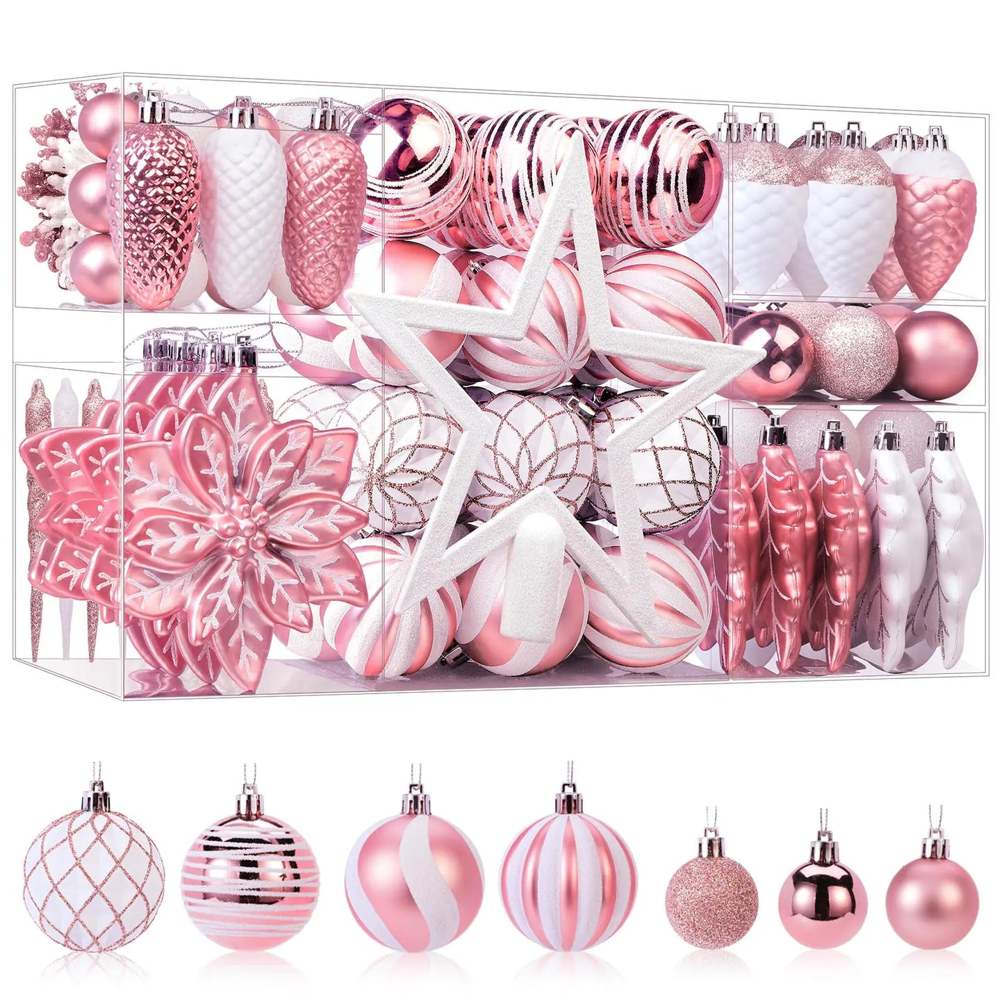 SHareconn 106pc Shatterproof Christmas Ornament Set