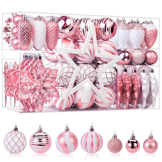 SHareconn 106pc Shatterproof Christmas Ornament Set