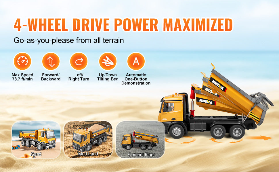 SucceBuy RC Excavator Dumper Car Remote Control Engineering Vehicle Crawler Truck Bulldozer Toys for Boys Kids Christmas Gifts