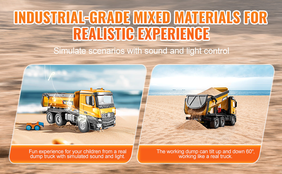 SucceBuy RC Excavator Dumper Car Remote Control Engineering Vehicle Crawler Truck Bulldozer Toys for Boys Kids Christmas Gifts