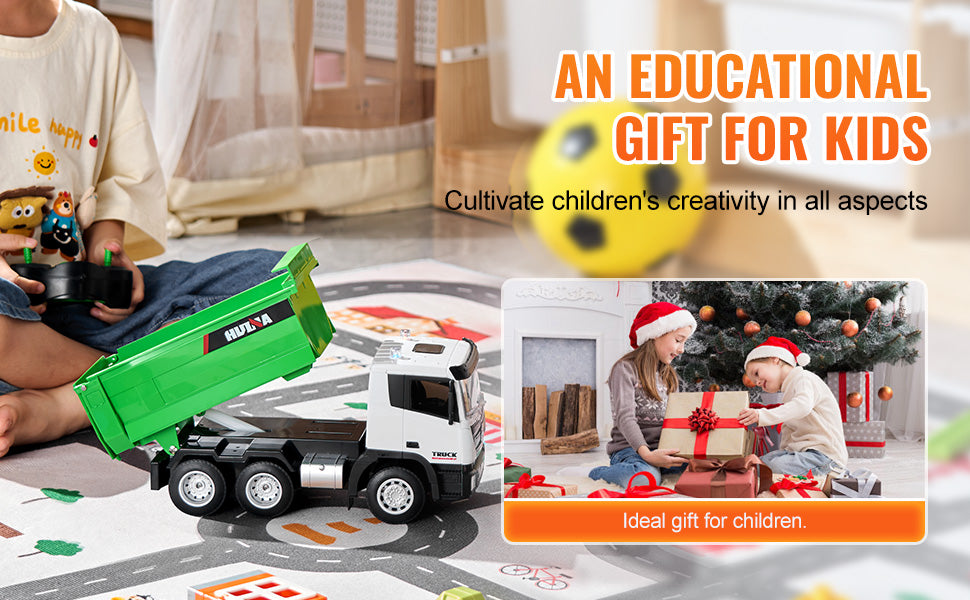 SucceBuy RC Dump Truck 9-Channel Remote Model Car Toys Bulldozer Engineering Vehicle for Toddlers Kids Christmas Birthday Gifts