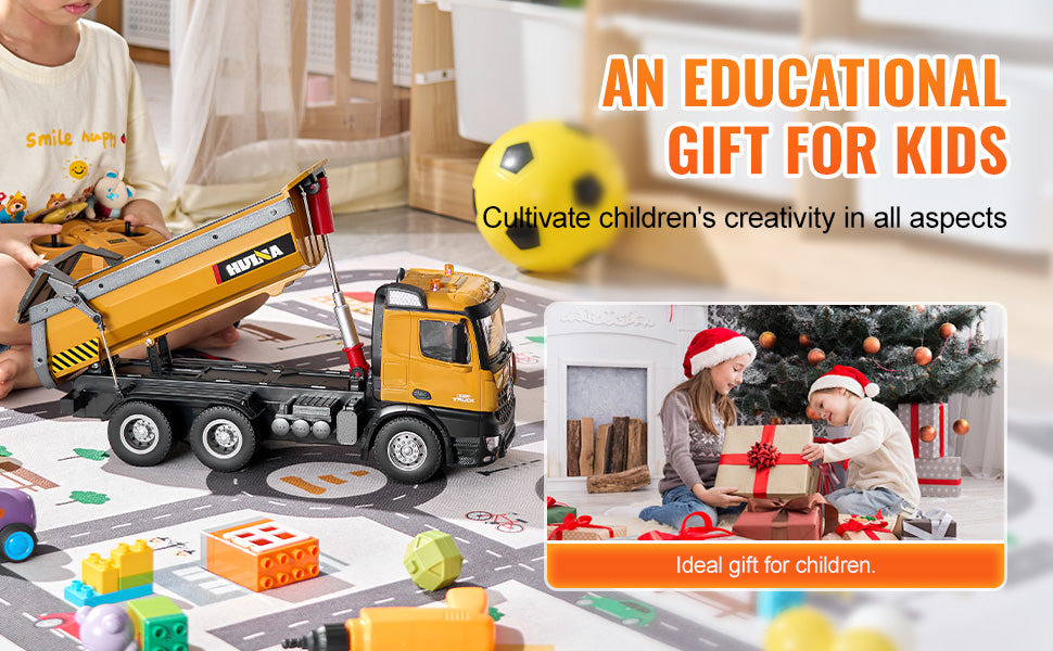 SucceBuy RC Excavator Dumper Car Remote Control Engineering Vehicle Crawler Truck Bulldozer Toys for Boys Kids Christmas Gifts