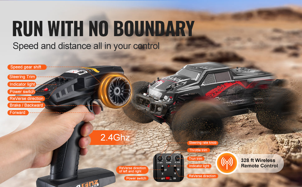 SucceBuy 1:10 38KM/H 4WD RC Car All Terrain Off-Road with 2 Batteries Drift Monster Truck Children Toys for Kids Christmas Gifts