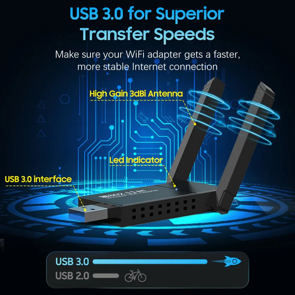 Dual Band Wireless USB 3.0 Adapter 1300Mbps
