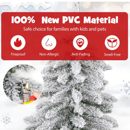 6ft Snowy Christmas Tree with 48 Ornaments