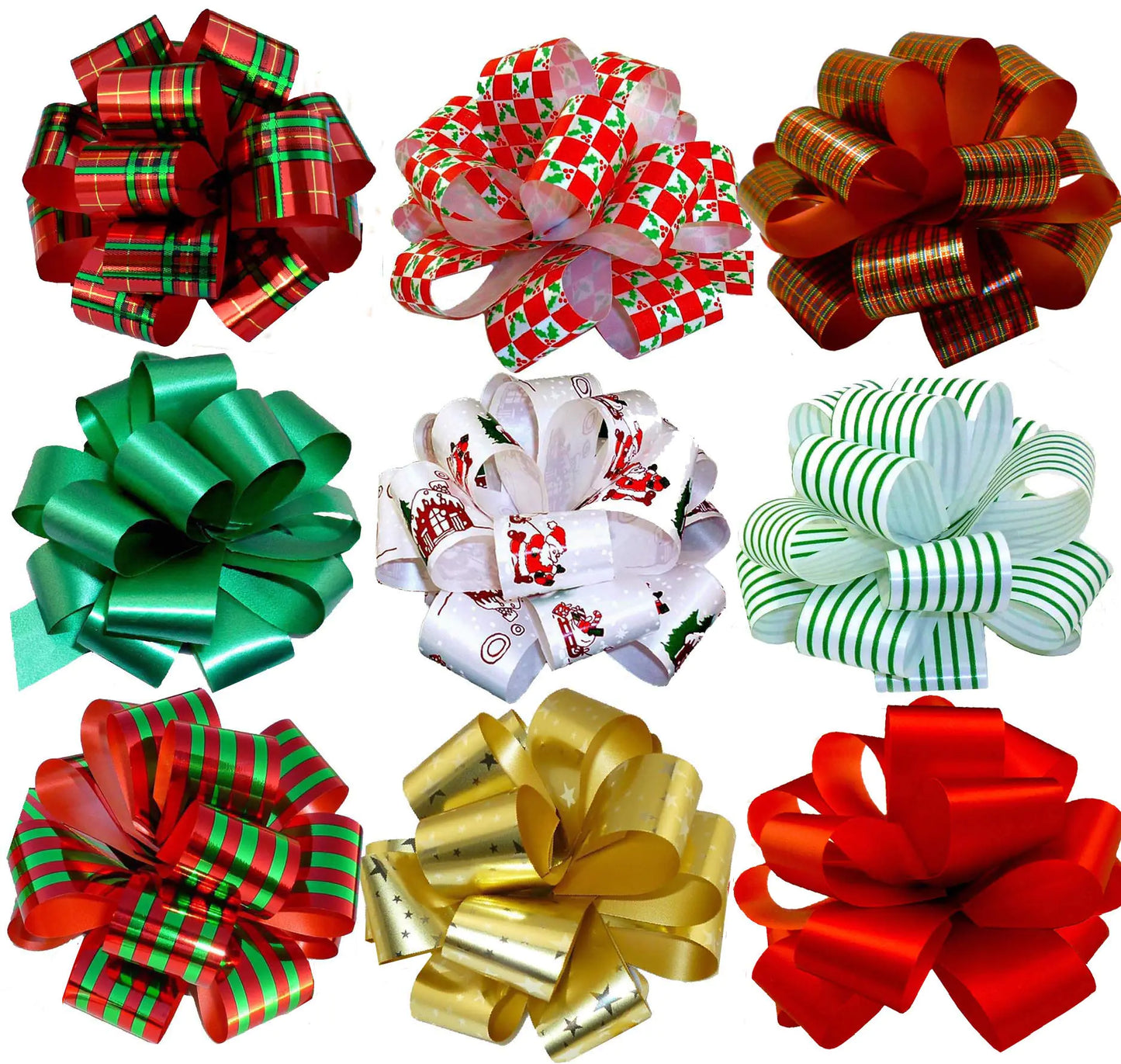 Festive Easy-Pull Bow Set - 9 Colorful Christmas Designs