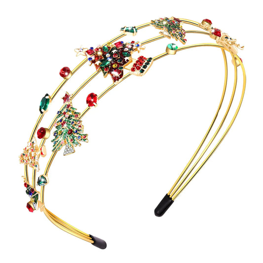 mokkia Christmas Headband for Women Rhinestone Christmas Headband Holiday Outfits Gifts (Christmas 4)