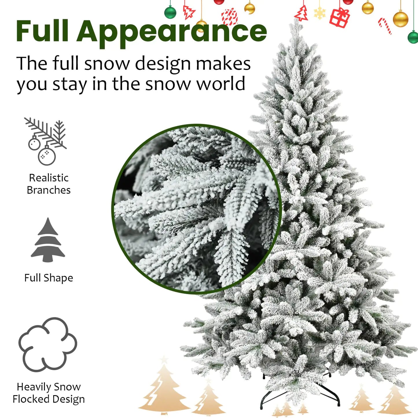 Snowy Serenity 7-Foot Artificial Christmas Tree