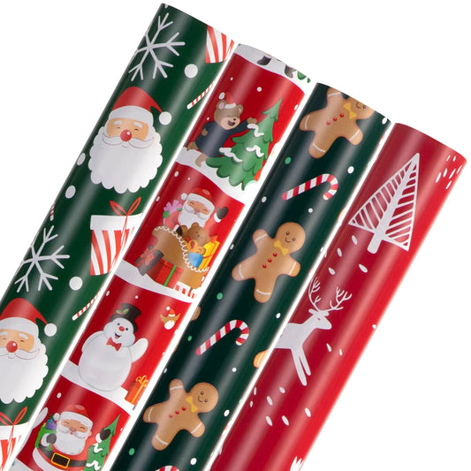 Festive Funnies Christmas Gift Wrap - 4 Rolls, 148 sq. ft.